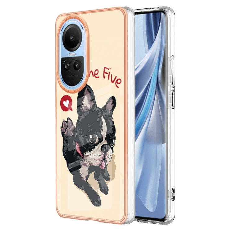 For OPPO Reno10 5G Global Electroplating Marble Dual-side IMD Phone Case(Lucky Dog) - OPPO Cases by PMC TechLife | Online Shopping South Africa | PMC TechLife | Buy Now Pay Later Mobicred