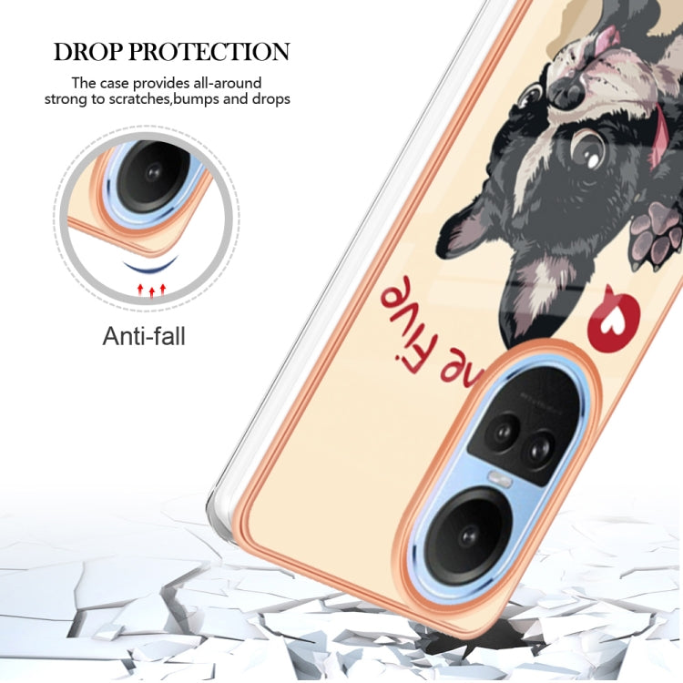 For OPPO Reno10 5G Global Electroplating Marble Dual-side IMD Phone Case(Lucky Dog) - OPPO Cases by PMC TechLife | Online Shopping South Africa | PMC TechLife | Buy Now Pay Later Mobicred
