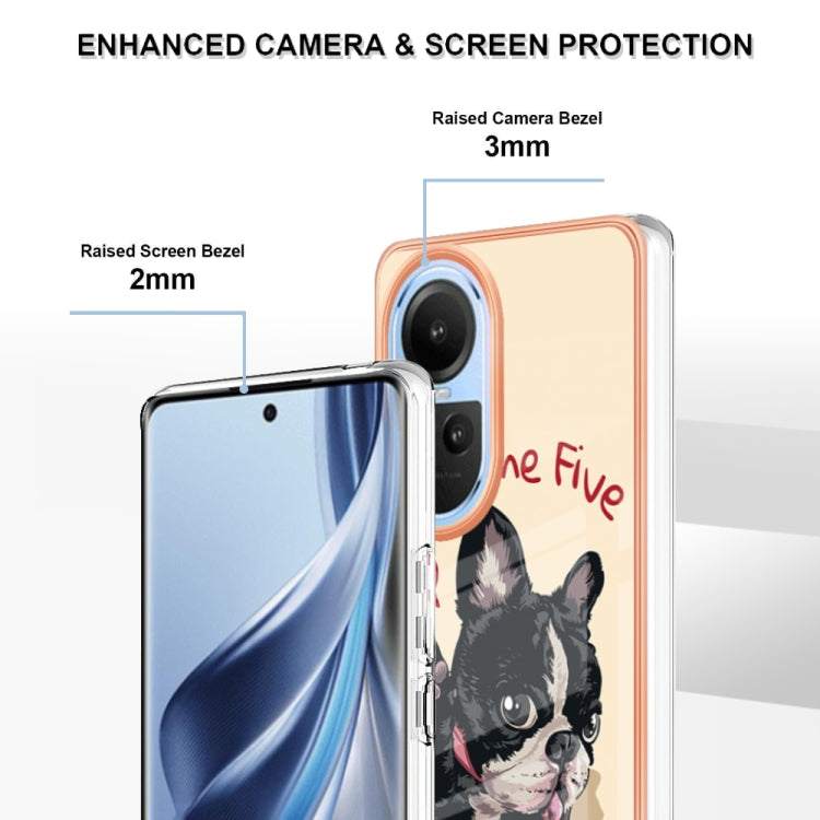 For OPPO Reno10 5G Global Electroplating Marble Dual-side IMD Phone Case(Lucky Dog) - OPPO Cases by PMC TechLife | Online Shopping South Africa | PMC TechLife | Buy Now Pay Later Mobicred