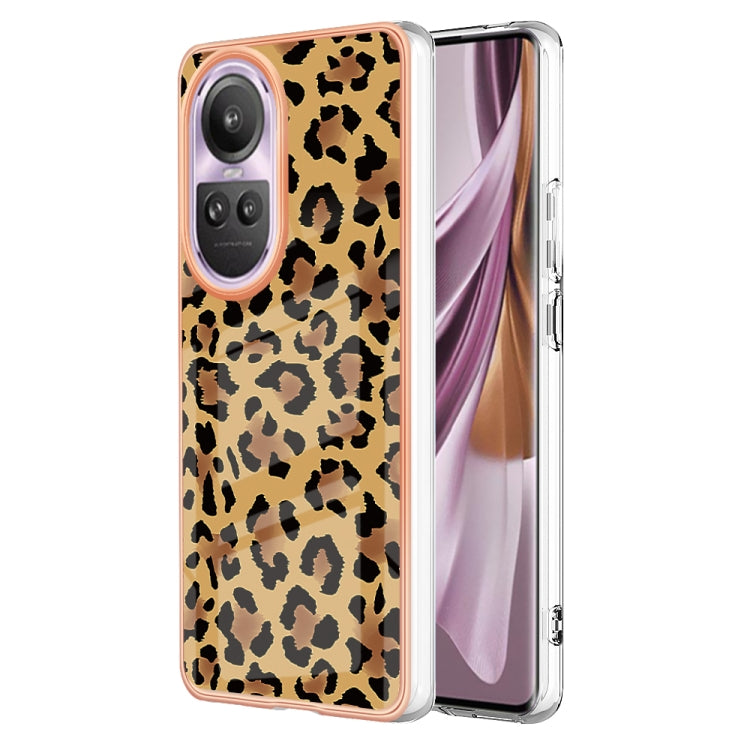 For OPPO Reno10 Pro 5G Global Electroplating Marble Dual-side IMD Phone Case(Leopard Print) - OPPO Cases by PMC TechLife | Online Shopping South Africa | PMC TechLife | Buy Now Pay Later Mobicred