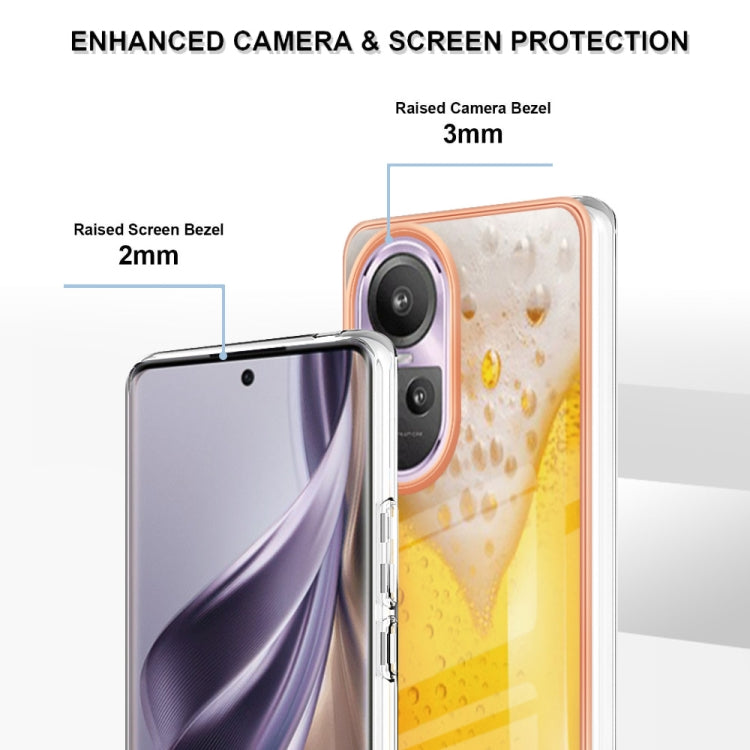 For OPPO Reno10 Pro 5G Global Electroplating Marble Dual-side IMD Phone Case(Draft Beer) - OPPO Cases by PMC TechLife | Online Shopping South Africa | PMC TechLife | Buy Now Pay Later Mobicred