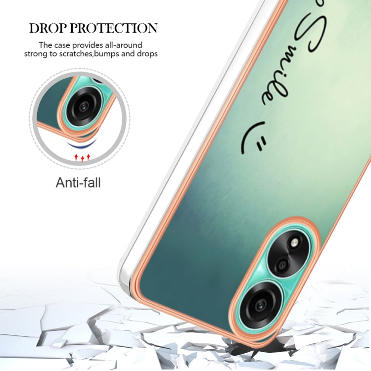For OPPO A78 4G Electroplating Marble Dual-side IMD Phone Case(Smile) - OPPO Cases by PMC TechLife | Online Shopping South Africa | PMC TechLife | Buy Now Pay Later Mobicred