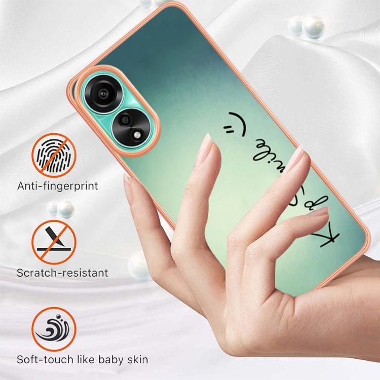 For OPPO A78 4G Electroplating Marble Dual-side IMD Phone Case(Smile) - OPPO Cases by PMC TechLife | Online Shopping South Africa | PMC TechLife | Buy Now Pay Later Mobicred