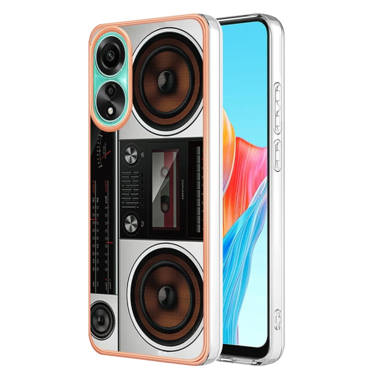 For OPPO A78 4G Electroplating Marble Dual-side IMD Phone Case(Retro Radio) - OPPO Cases by PMC TechLife | Online Shopping South Africa | PMC TechLife | Buy Now Pay Later Mobicred