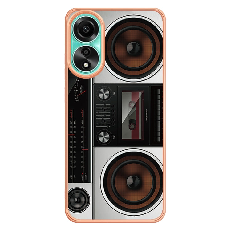 For OPPO A78 4G Electroplating Marble Dual-side IMD Phone Case(Retro Radio) - OPPO Cases by PMC TechLife | Online Shopping South Africa | PMC TechLife | Buy Now Pay Later Mobicred
