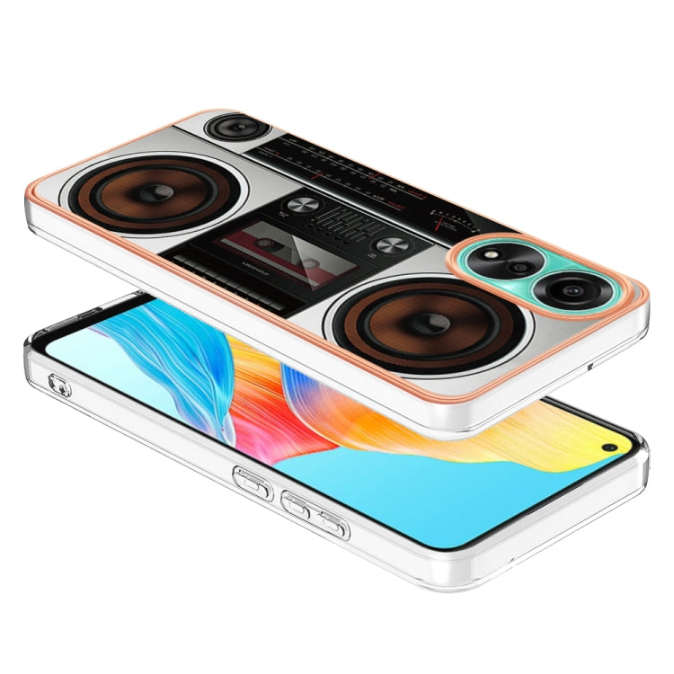For OPPO A78 4G Electroplating Marble Dual-side IMD Phone Case(Retro Radio) - OPPO Cases by PMC TechLife | Online Shopping South Africa | PMC TechLife | Buy Now Pay Later Mobicred