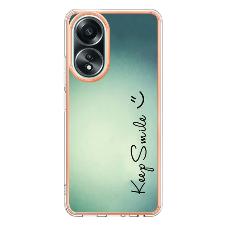 For OPPO A58 4G Electroplating Marble Dual-side IMD Phone Case(Smile) - OPPO Cases by PMC TechLife | Online Shopping South Africa | PMC TechLife | Buy Now Pay Later Mobicred