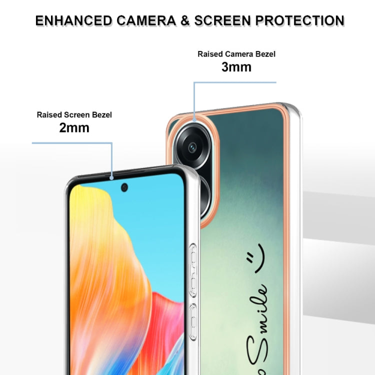 For OPPO A58 4G Electroplating Marble Dual-side IMD Phone Case(Smile) - OPPO Cases by PMC TechLife | Online Shopping South Africa | PMC TechLife | Buy Now Pay Later Mobicred