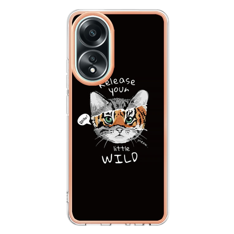 For OPPO A58 4G Electroplating Marble Dual-side IMD Phone Case(Natural Growth) - OPPO Cases by PMC TechLife | Online Shopping South Africa | PMC TechLife | Buy Now Pay Later Mobicred