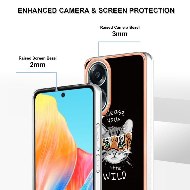 For OPPO A58 4G Electroplating Marble Dual-side IMD Phone Case(Natural Growth) - OPPO Cases by PMC TechLife | Online Shopping South Africa | PMC TechLife | Buy Now Pay Later Mobicred