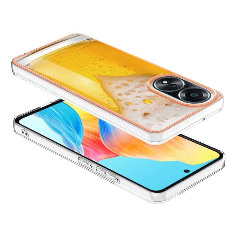 For OPPO A58 4G Electroplating Marble Dual-side IMD Phone Case(Draft Beer) - OPPO Cases by PMC TechLife | Online Shopping South Africa | PMC TechLife | Buy Now Pay Later Mobicred