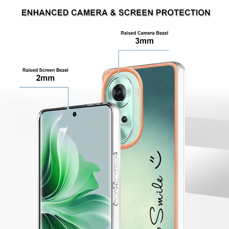 For OPPO Reno11 5G Global Electroplating Marble Dual-side IMD Phone Case(Smile) - Reno11 Cases by PMC TechLife | Online Shopping South Africa | PMC TechLife | Buy Now Pay Later Mobicred