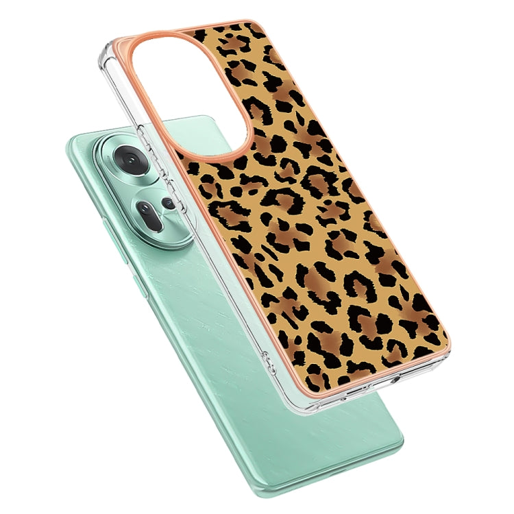 For OPPO Reno11 5G Global Electroplating Marble Dual-side IMD Phone Case(Leopard Print) - Reno11 Cases by PMC TechLife | Online Shopping South Africa | PMC TechLife | Buy Now Pay Later Mobicred