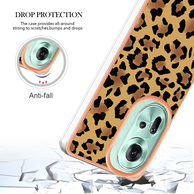 For OPPO Reno11 5G Global Electroplating Marble Dual-side IMD Phone Case(Leopard Print) - Reno11 Cases by PMC TechLife | Online Shopping South Africa | PMC TechLife | Buy Now Pay Later Mobicred