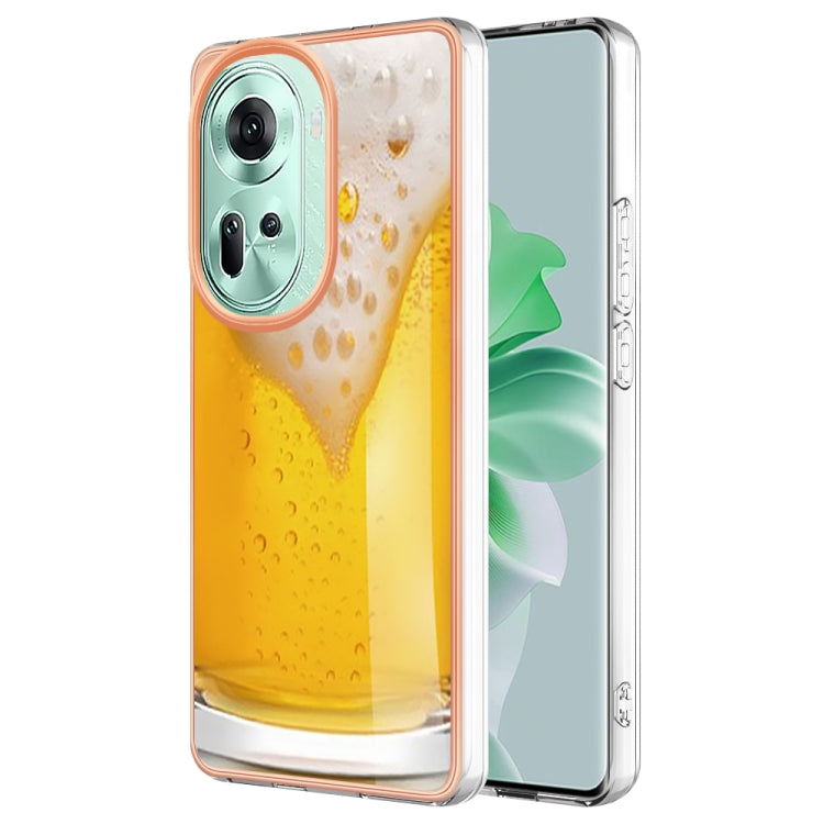 For OPPO Reno11 5G Global Electroplating Marble Dual-side IMD Phone Case(Draft Beer) - Reno11 Cases by PMC TechLife | Online Shopping South Africa | PMC TechLife | Buy Now Pay Later Mobicred