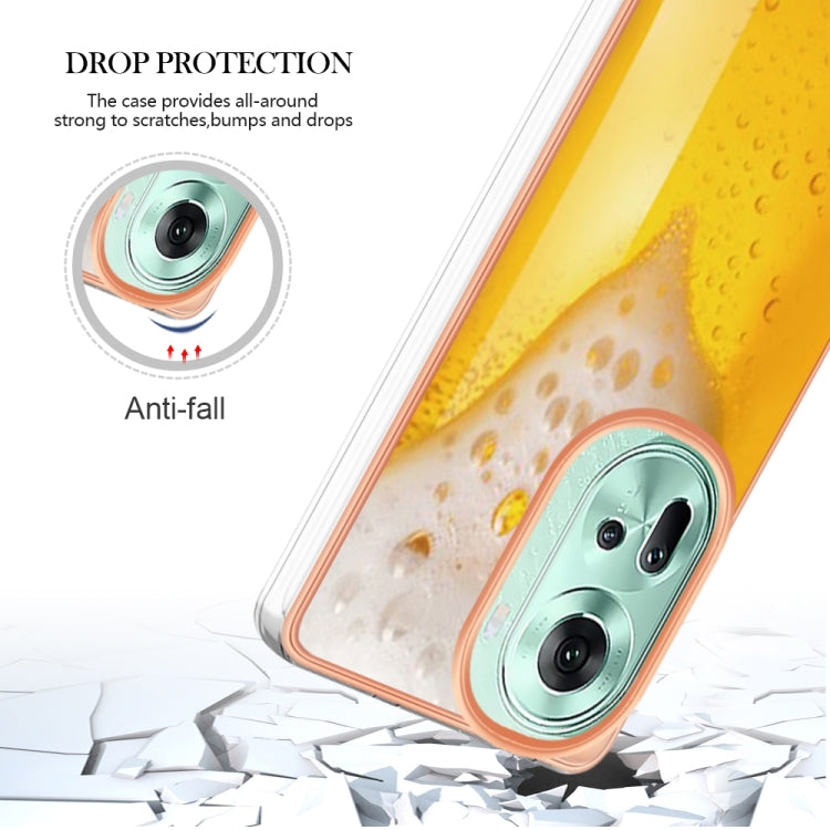 For OPPO Reno11 5G Global Electroplating Marble Dual-side IMD Phone Case(Draft Beer) - Reno11 Cases by PMC TechLife | Online Shopping South Africa | PMC TechLife | Buy Now Pay Later Mobicred
