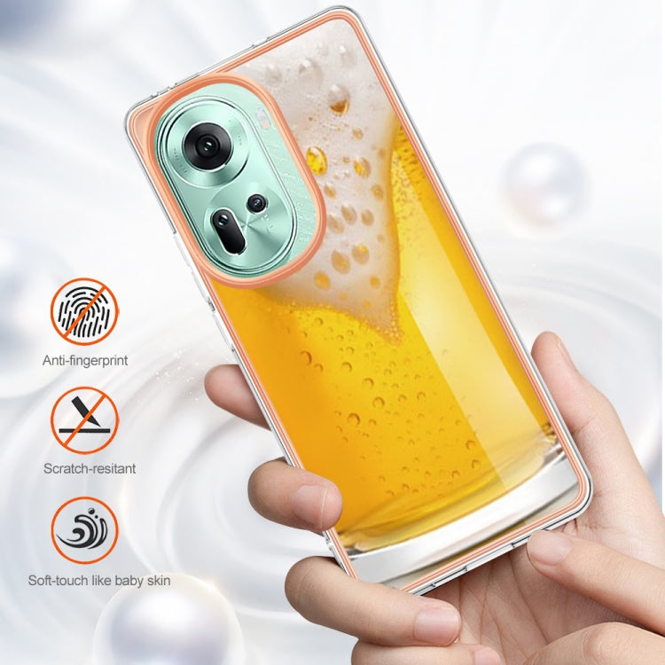 For OPPO Reno11 5G Global Electroplating Marble Dual-side IMD Phone Case(Draft Beer) - Reno11 Cases by PMC TechLife | Online Shopping South Africa | PMC TechLife | Buy Now Pay Later Mobicred
