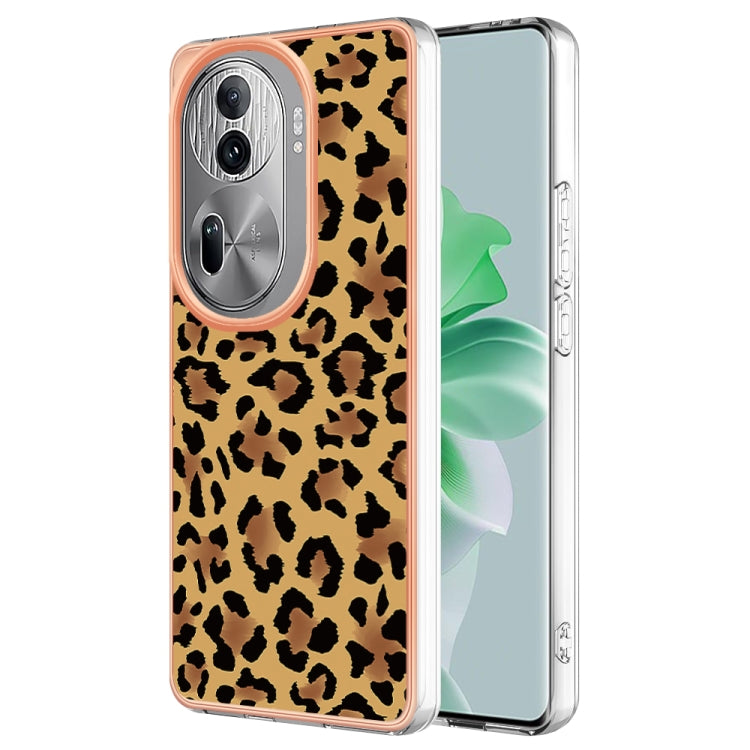 For OPPO Reno11 Pro 5G Global Electroplating Marble Dual-side IMD Phone Case(Leopard Print) - Reno11 Pro Cases by PMC TechLife | Online Shopping South Africa | PMC TechLife | Buy Now Pay Later Mobicred