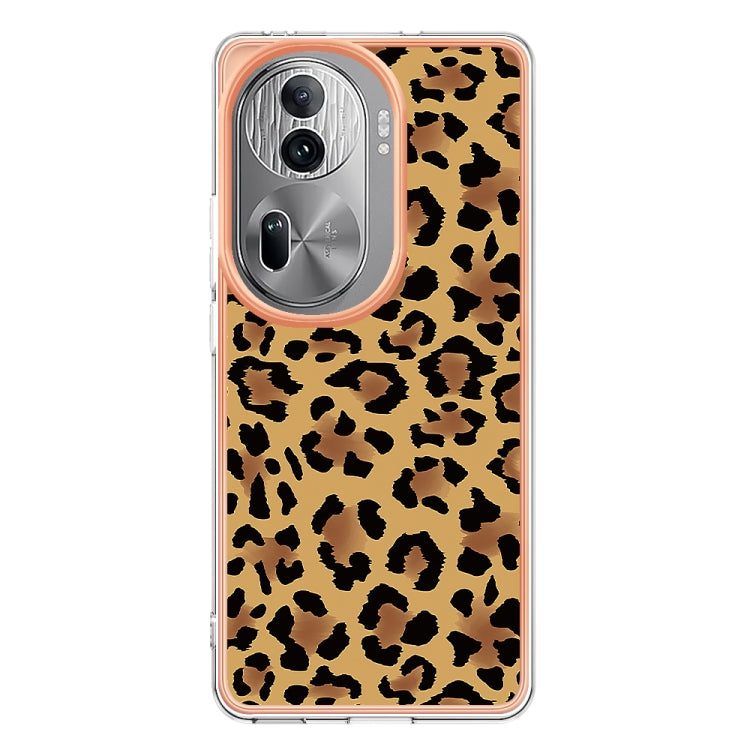 For OPPO Reno11 Pro 5G Global Electroplating Marble Dual-side IMD Phone Case(Leopard Print) - Reno11 Pro Cases by PMC TechLife | Online Shopping South Africa | PMC TechLife | Buy Now Pay Later Mobicred
