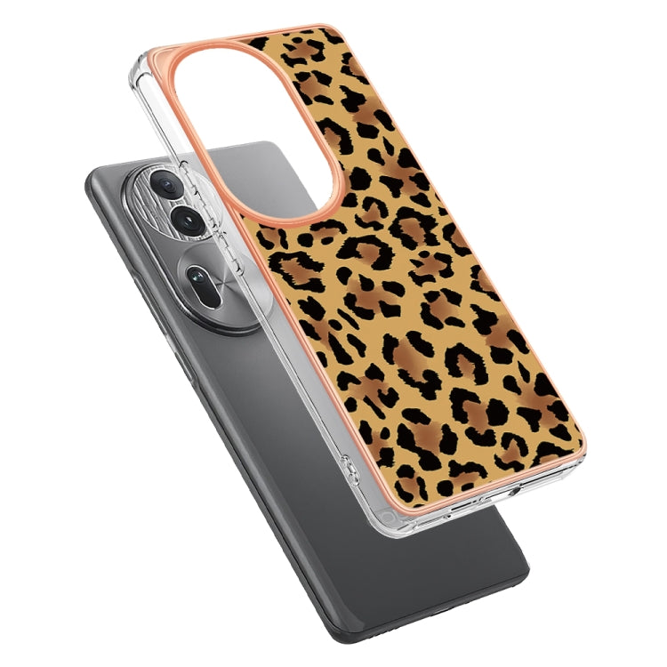 For OPPO Reno11 Pro 5G Global Electroplating Marble Dual-side IMD Phone Case(Leopard Print) - Reno11 Pro Cases by PMC TechLife | Online Shopping South Africa | PMC TechLife | Buy Now Pay Later Mobicred