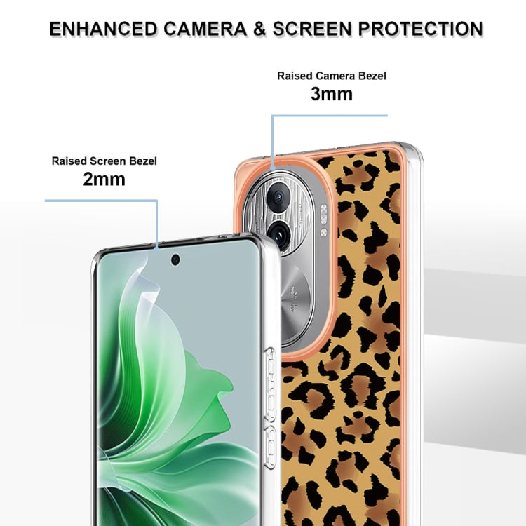 For OPPO Reno11 Pro 5G Global Electroplating Marble Dual-side IMD Phone Case(Leopard Print) - Reno11 Pro Cases by PMC TechLife | Online Shopping South Africa | PMC TechLife | Buy Now Pay Later Mobicred