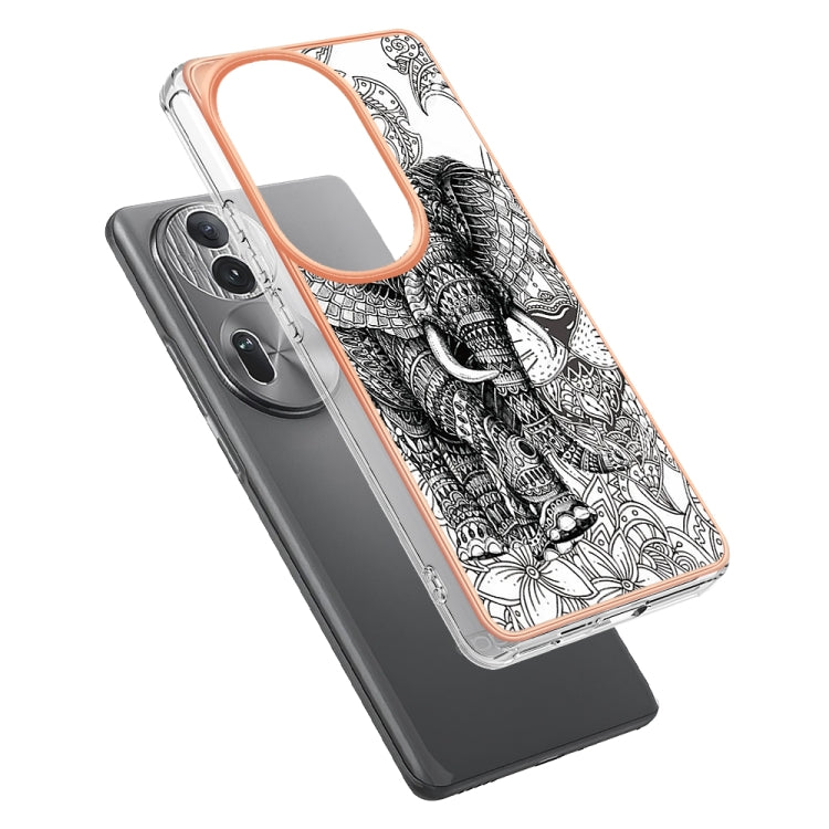 For OPPO Reno11 Pro 5G Global Electroplating Marble Dual-side IMD Phone Case(Totem Elephant) - Reno11 Pro Cases by PMC TechLife | Online Shopping South Africa | PMC TechLife | Buy Now Pay Later Mobicred