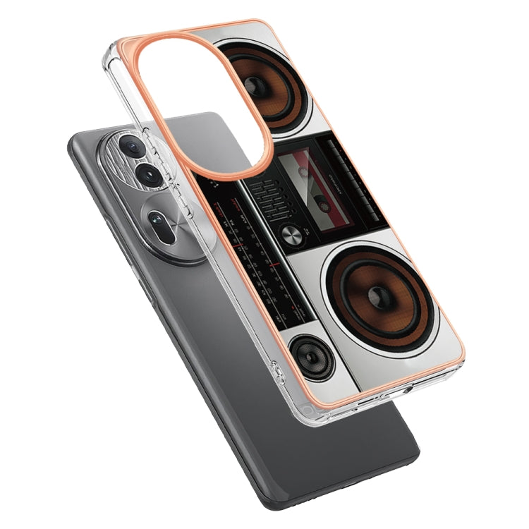 For OPPO Reno11 Pro 5G Global Electroplating Marble Dual-side IMD Phone Case(Retro Radio) - Reno11 Pro Cases by PMC TechLife | Online Shopping South Africa | PMC TechLife | Buy Now Pay Later Mobicred