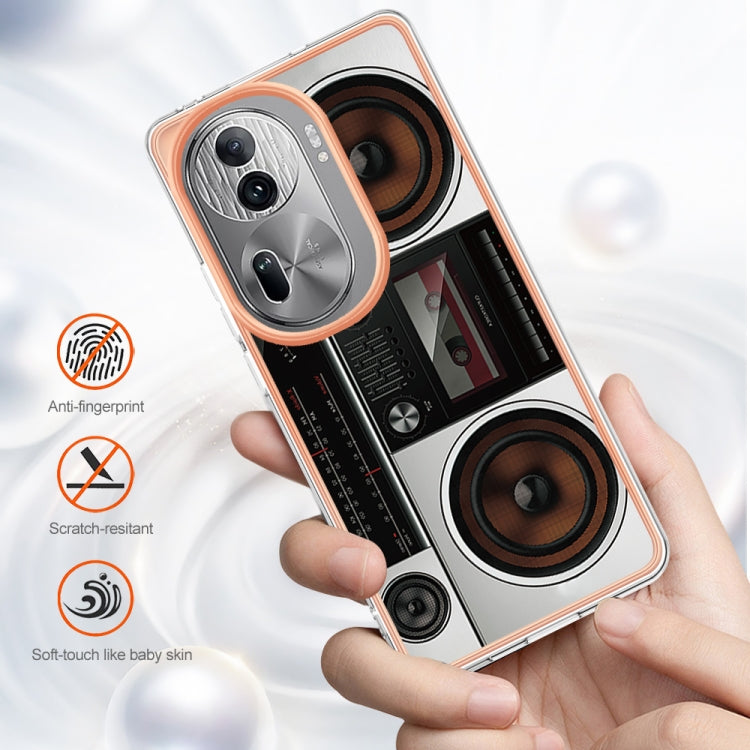 For OPPO Reno11 Pro 5G Global Electroplating Marble Dual-side IMD Phone Case(Retro Radio) - Reno11 Pro Cases by PMC TechLife | Online Shopping South Africa | PMC TechLife | Buy Now Pay Later Mobicred