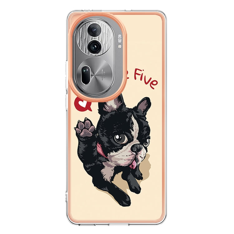 For OPPO Reno11 Pro 5G Global Electroplating Marble Dual-side IMD Phone Case(Lucky Dog) - Reno11 Pro Cases by PMC TechLife | Online Shopping South Africa | PMC TechLife | Buy Now Pay Later Mobicred