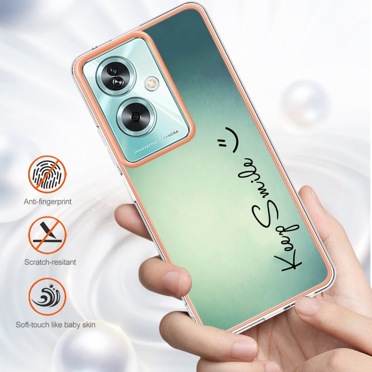 For OPPO A79 5G Global Electroplating Marble Dual-side IMD Phone Case(Smile) - OPPO Cases by PMC TechLife | Online Shopping South Africa | PMC TechLife | Buy Now Pay Later Mobicred