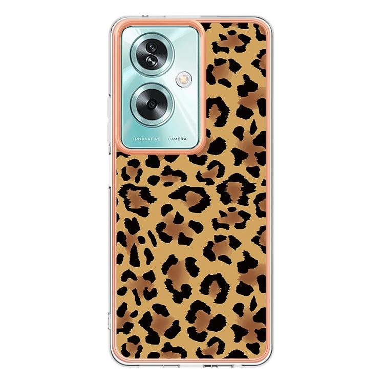 For OPPO A79 5G Global Electroplating Marble Dual-side IMD Phone Case(Leopard Print) - OPPO Cases by PMC TechLife | Online Shopping South Africa | PMC TechLife | Buy Now Pay Later Mobicred