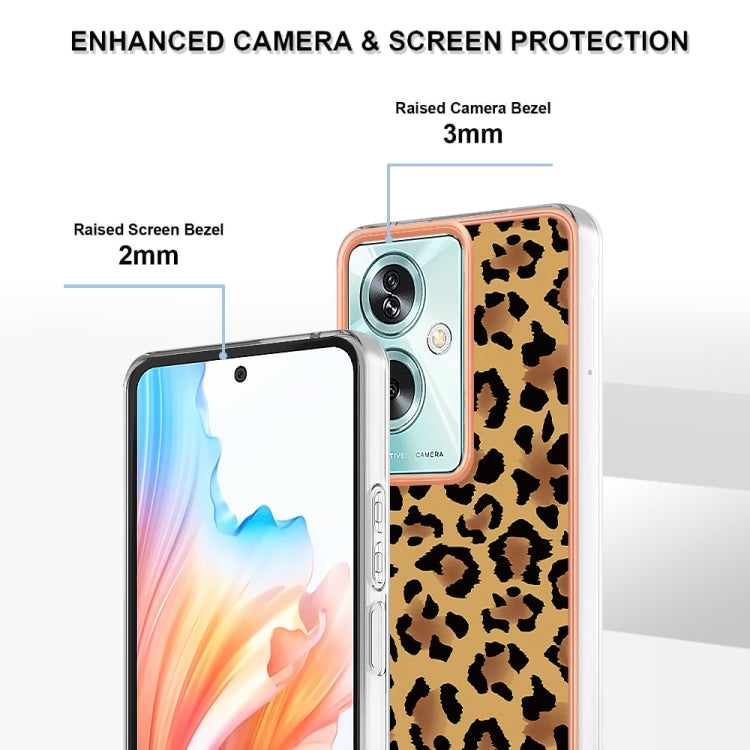 For OPPO A79 5G Global Electroplating Marble Dual-side IMD Phone Case(Leopard Print) - OPPO Cases by PMC TechLife | Online Shopping South Africa | PMC TechLife | Buy Now Pay Later Mobicred