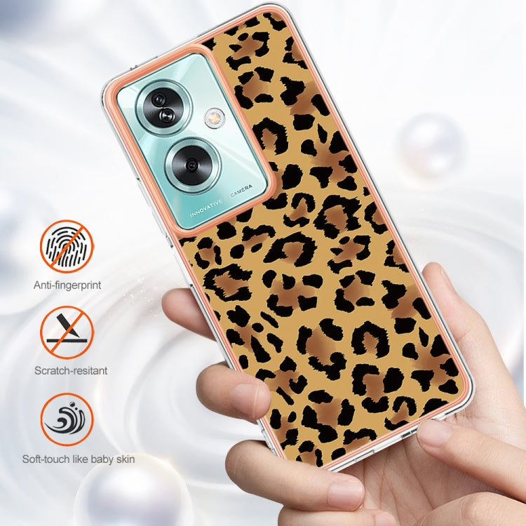 For OPPO A79 5G Global Electroplating Marble Dual-side IMD Phone Case(Leopard Print) - OPPO Cases by PMC TechLife | Online Shopping South Africa | PMC TechLife | Buy Now Pay Later Mobicred