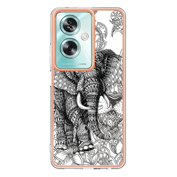 For OPPO A79 5G Global Electroplating Marble Dual-side IMD Phone Case(Totem Elephant) - OPPO Cases by PMC TechLife | Online Shopping South Africa | PMC TechLife | Buy Now Pay Later Mobicred