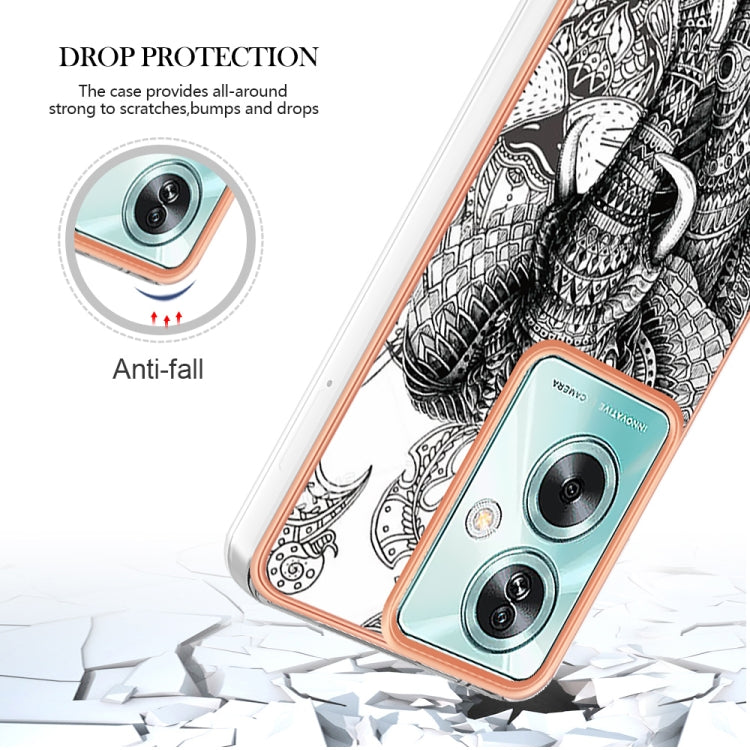 For OPPO A79 5G Global Electroplating Marble Dual-side IMD Phone Case(Totem Elephant) - OPPO Cases by PMC TechLife | Online Shopping South Africa | PMC TechLife | Buy Now Pay Later Mobicred