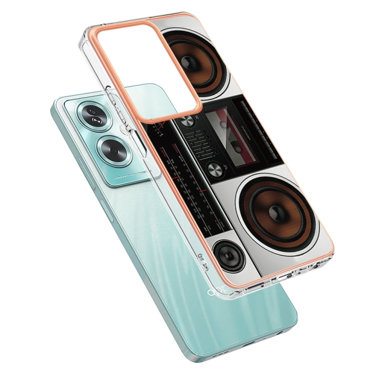 For OPPO A79 5G Global Electroplating Marble Dual-side IMD Phone Case(Retro Radio) - OPPO Cases by PMC TechLife | Online Shopping South Africa | PMC TechLife | Buy Now Pay Later Mobicred