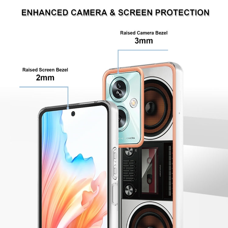 For OPPO A79 5G Global Electroplating Marble Dual-side IMD Phone Case(Retro Radio) - OPPO Cases by PMC TechLife | Online Shopping South Africa | PMC TechLife | Buy Now Pay Later Mobicred