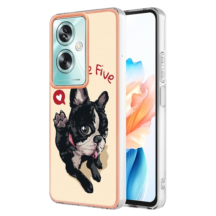 For OPPO A79 5G Global Electroplating Marble Dual-side IMD Phone Case(Lucky Dog) - OPPO Cases by PMC TechLife | Online Shopping South Africa | PMC TechLife | Buy Now Pay Later Mobicred