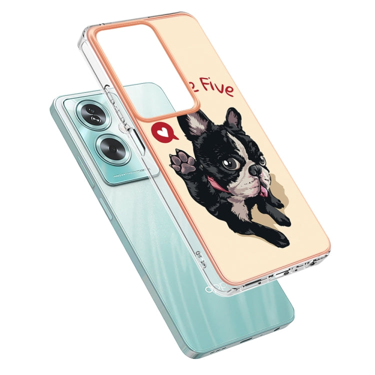 For OPPO A79 5G Global Electroplating Marble Dual-side IMD Phone Case(Lucky Dog) - OPPO Cases by PMC TechLife | Online Shopping South Africa | PMC TechLife | Buy Now Pay Later Mobicred