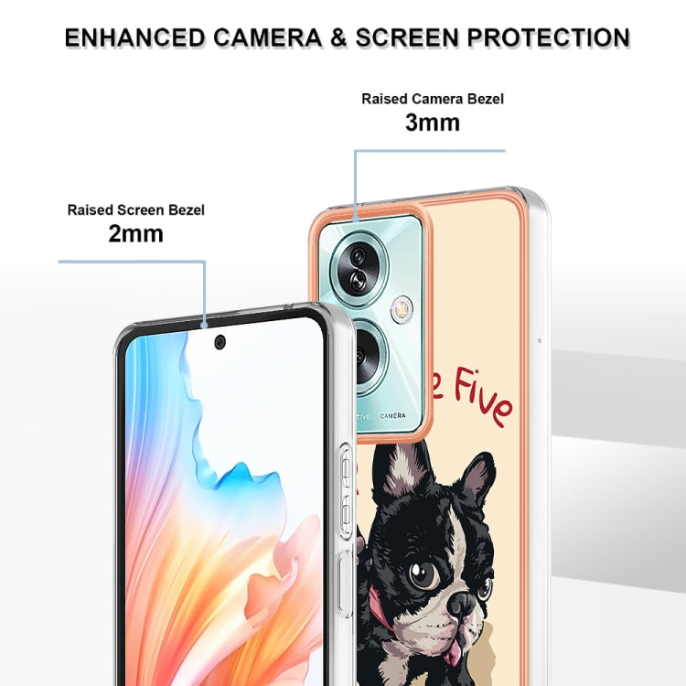 For OPPO A79 5G Global Electroplating Marble Dual-side IMD Phone Case(Lucky Dog) - OPPO Cases by PMC TechLife | Online Shopping South Africa | PMC TechLife | Buy Now Pay Later Mobicred