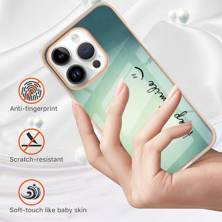 For iPhone 16 Pro Electroplating Marble Dual-side IMD Phone Case(Smile) - iPhone 16 Pro Cases by PMC TechLife | Online Shopping South Africa | PMC TechLife | Buy Now Pay Later Mobicred