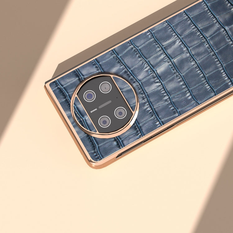 For Huawei Mate X3 Electroplating Crocodile Texture Genuine Leather Phone Case(Blue) - Huawei Cases by PMC TechLife | Online Shopping South Africa | PMC TechLife | Buy Now Pay Later Mobicred