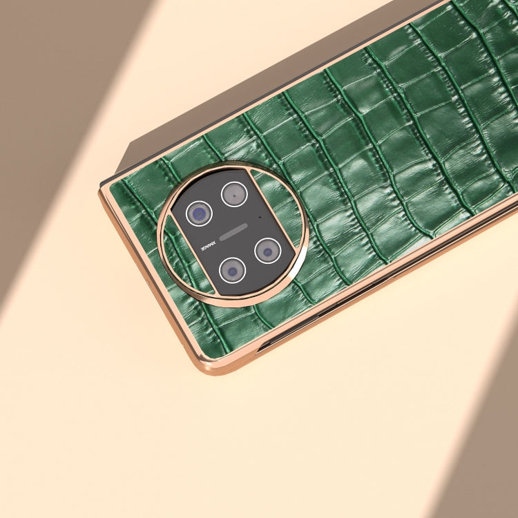 For Huawei Mate X3 Electroplating Crocodile Texture Genuine Leather Phone Case(Green) - Huawei Cases by PMC TechLife | Online Shopping South Africa | PMC TechLife | Buy Now Pay Later Mobicred