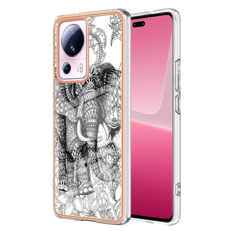 For Xiaomi 13 Lite 5G Electroplating Marble Dual-side IMD Phone Case(Totem Elephant) - 13 Lite Cases by PMC TechLife | Online Shopping South Africa | PMC TechLife | Buy Now Pay Later Mobicred