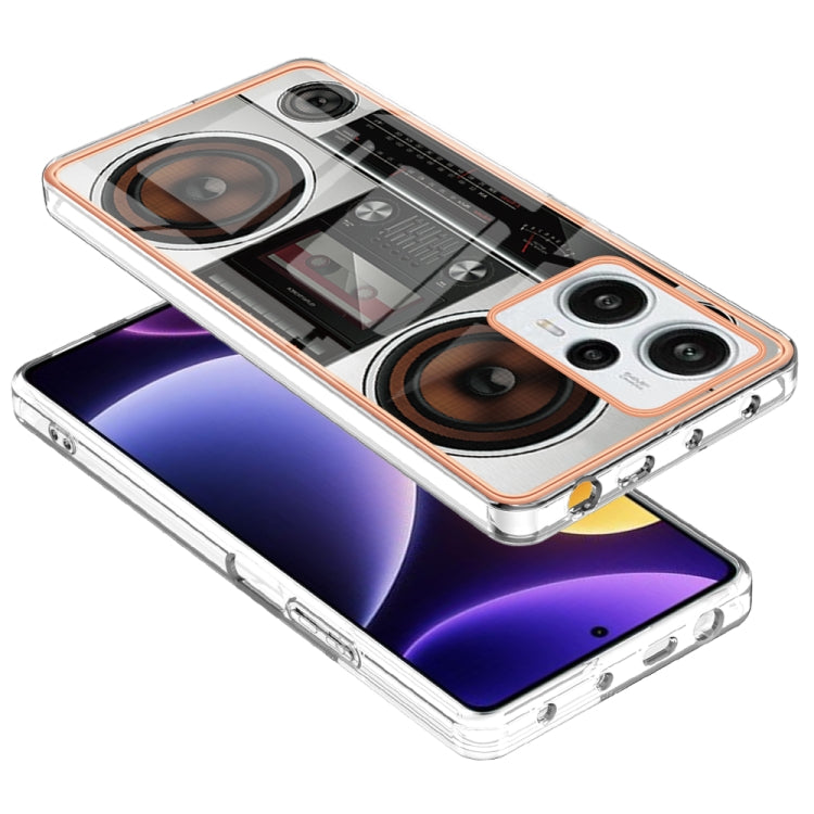 For Xiaomi Poco F5 / Redmi Note 12 Turbo Electroplating Marble Dual-side IMD Phone Case(Retro Radio) - Xiaomi Cases by PMC TechLife | Online Shopping South Africa | PMC TechLife | Buy Now Pay Later Mobicred