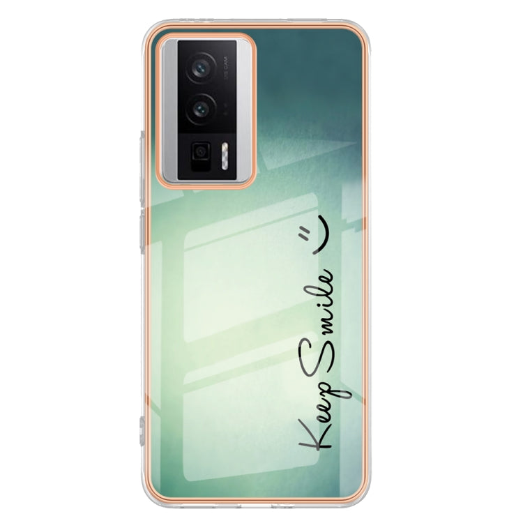 For Xiaomi Poco F5 Pro 5G / Redmi K60 Electroplating Marble Dual-side IMD Phone Case(Smile) - Xiaomi Cases by PMC TechLife | Online Shopping South Africa | PMC TechLife | Buy Now Pay Later Mobicred