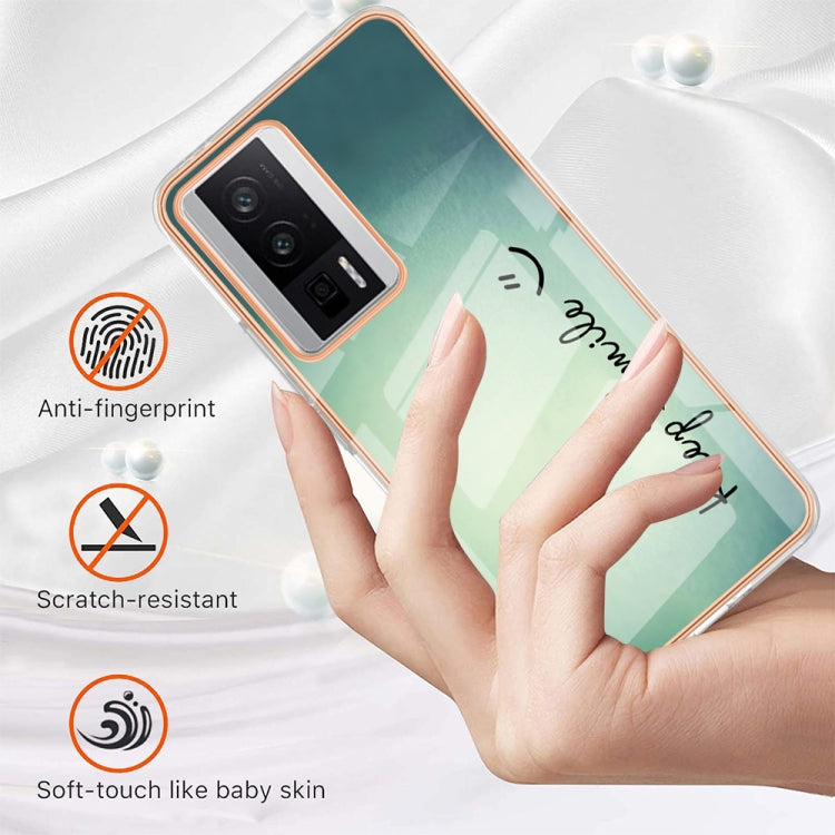 For Xiaomi Poco F5 Pro 5G / Redmi K60 Electroplating Marble Dual-side IMD Phone Case(Smile) - Xiaomi Cases by PMC TechLife | Online Shopping South Africa | PMC TechLife | Buy Now Pay Later Mobicred