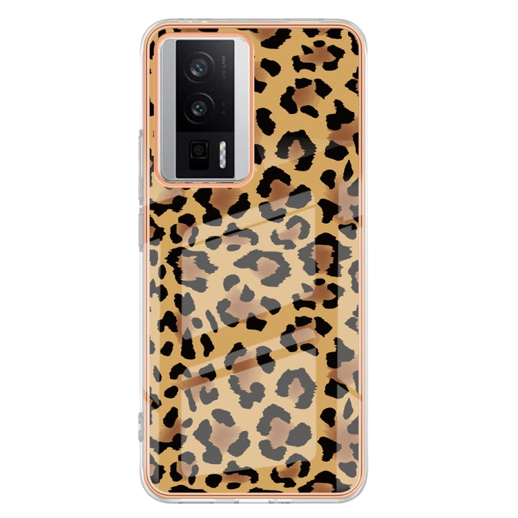 For Xiaomi Poco F5 Pro 5G / Redmi K60 Electroplating Marble Dual-side IMD Phone Case(Leopard Print) - Xiaomi Cases by PMC TechLife | Online Shopping South Africa | PMC TechLife | Buy Now Pay Later Mobicred