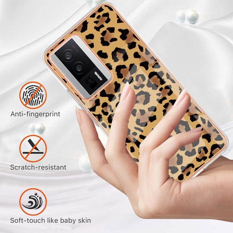 For Xiaomi Poco F5 Pro 5G / Redmi K60 Electroplating Marble Dual-side IMD Phone Case(Leopard Print) - Xiaomi Cases by PMC TechLife | Online Shopping South Africa | PMC TechLife | Buy Now Pay Later Mobicred