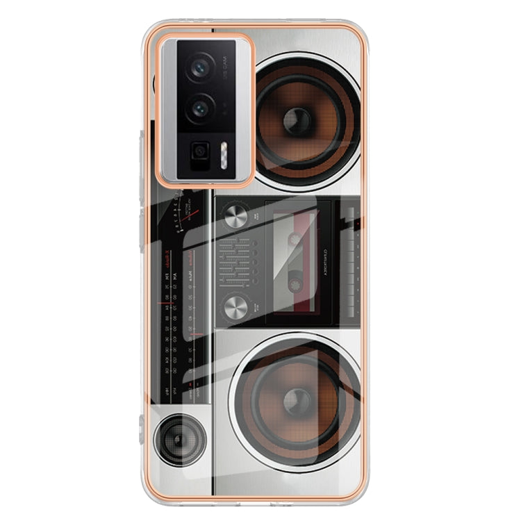 For Xiaomi Poco F5 Pro 5G / Redmi K60 Electroplating Marble Dual-side IMD Phone Case(Retro Radio) - Xiaomi Cases by PMC TechLife | Online Shopping South Africa | PMC TechLife | Buy Now Pay Later Mobicred